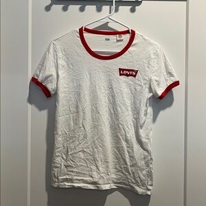 Levi's Classic White Tee with Red Accents, SIZE S